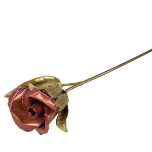 Vintage Gold Decorative Metal Copper Brass Rose Stem 12"